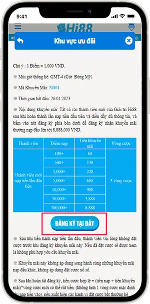 Bước 3: Chọn " ĐĂNG KÝ TẠI ĐÂY ".